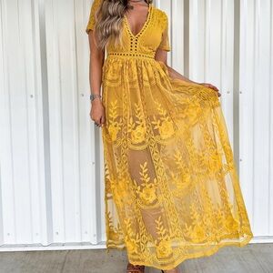 yellow lace dress